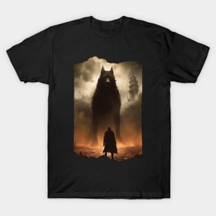 Man vs Giant Werewolf T-Shirt